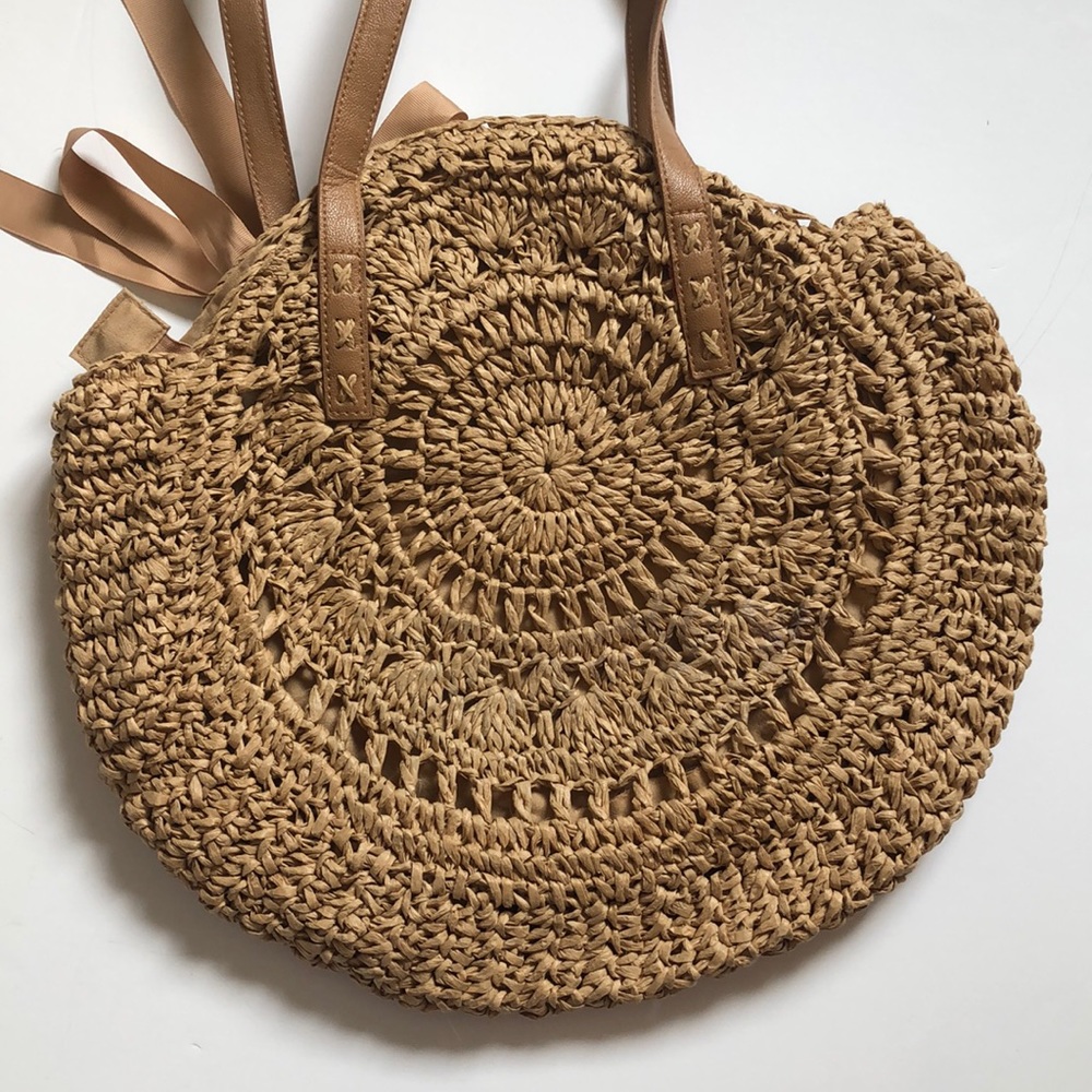Handmade Round Rattan boho beach bag - Picture 3 of 10